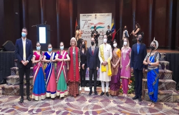 Glimpses of the extraordinary performance of Venezuelan artists performing Indian dance forms during cultural event organized to commemorate the 75th Independence Day of India